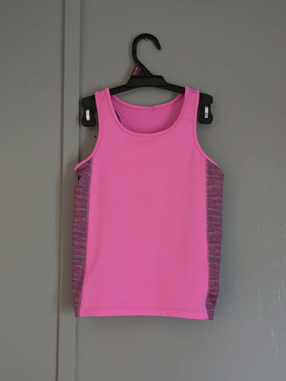 Girls' Active Tank Top - Hot Pink with Heathered Pink Side Panels